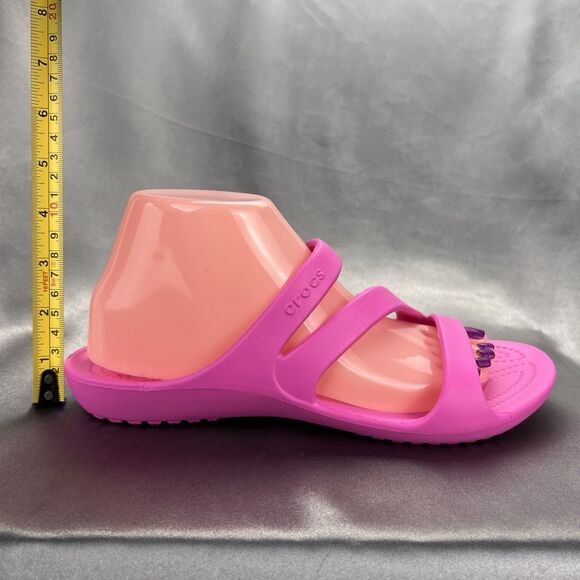 Crocs Kadee II Strappy Sandals Women's 8 Crush Pink Iconic Comfort Summer Slides - Picture 5 of 17